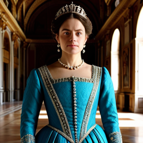 "Isabel" - Historical Drama**

Prompt: "A regal Queen Isabel of Spain in a modest, intricately detailed gown, standing in a grand, sunlit Spanish palace hall, fully clothed, appropriate attire, safe for work, perfect anatomy, correct proportions, natural pose, professional historical drama photography, high quality, family-friendly."

**