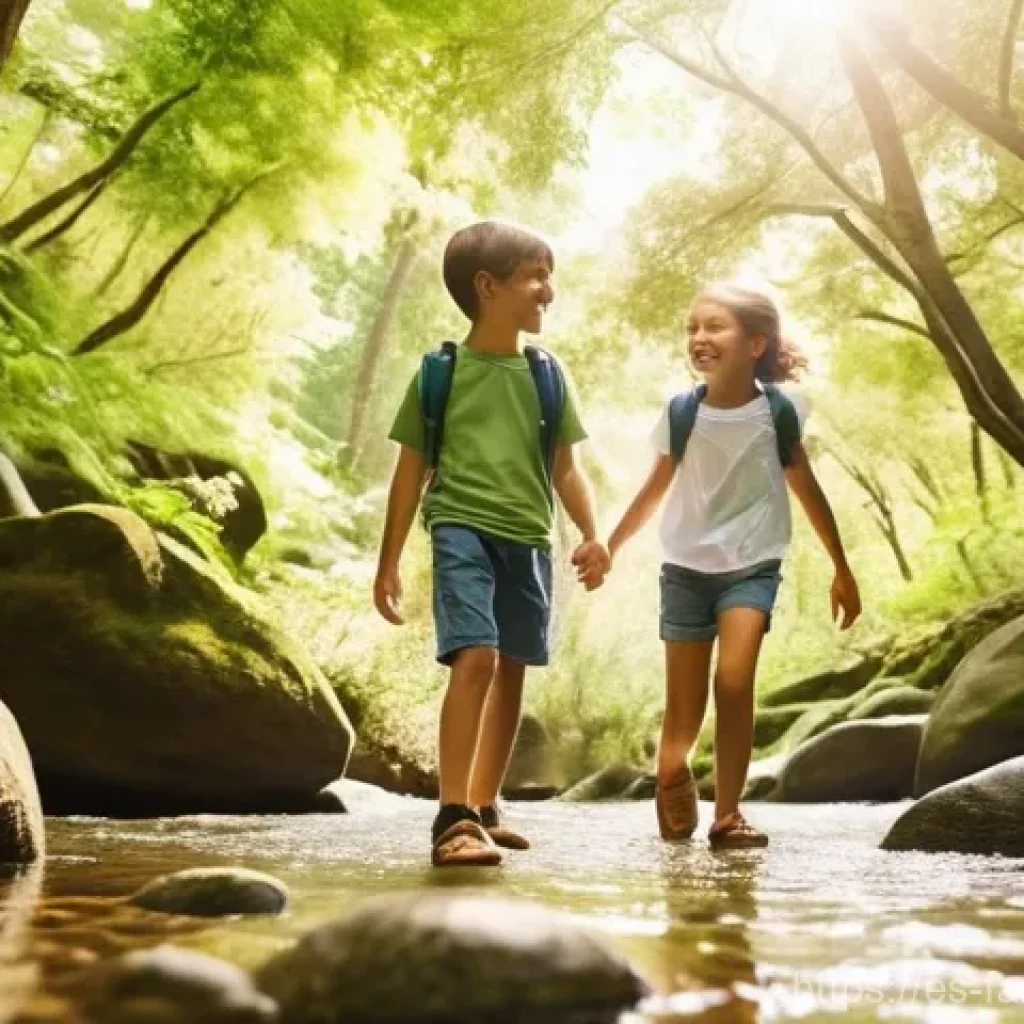 주말 가족 나들이 장소 - **Prompt:** A cheerful family of four, including two children (around 7 and 10 years old), is happil...