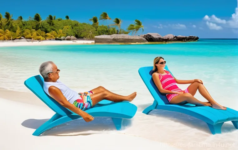 아이와 함께 가기 좋은 해외여행지 - **Prompt:** A vibrant, sun-drenched beach scene in the Riviera Maya. A multi-generational family (pa...