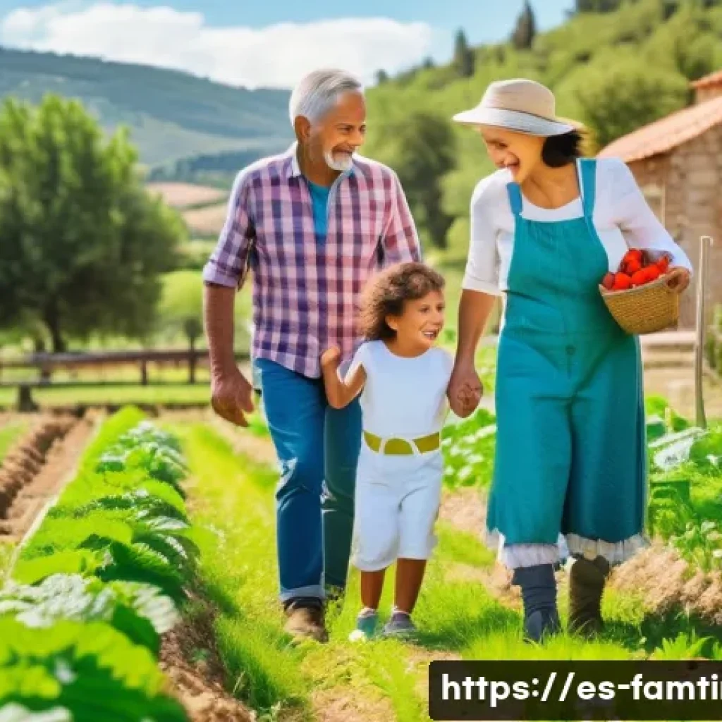 가족과 함께하는 전원생활 체험 - A cheerful multigenerational Hispanic family enjoying a sunny day in a lush rural farm in Spain, chi...